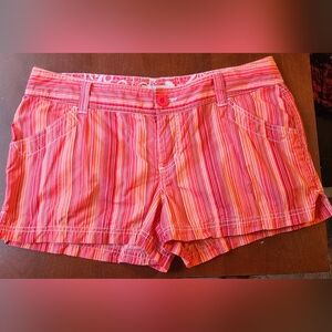 So Wear It Declare It Orange Stripped Shorts size 11 summer bright colorful